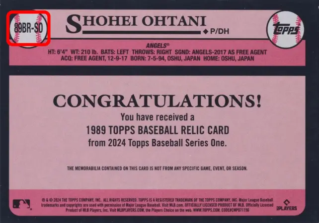 Shohei Ohtani - Base Card - 2024 Topps MLB 35th Anniversary (Series One) #89BR-SO