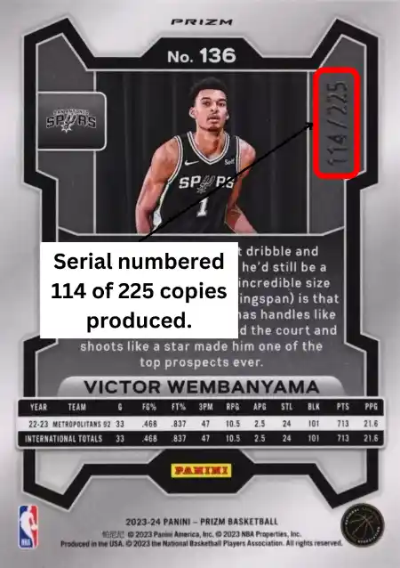 Victor Wembanyama - Teal Ice Prizm /225 - 2023-24 Panini Prizm Basketball #136