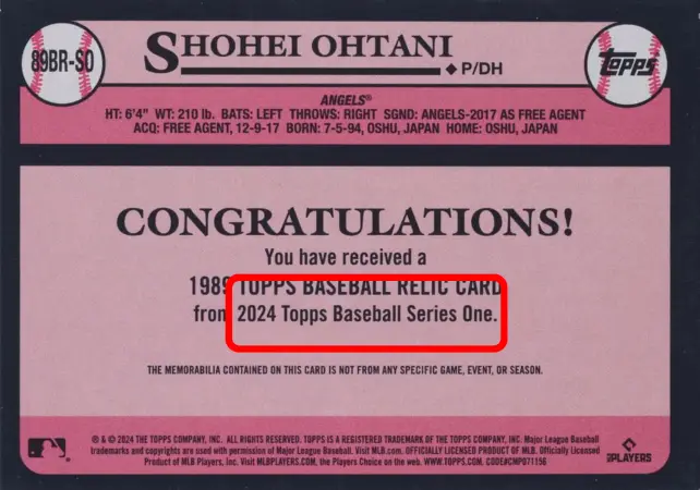 Shohei Ohtani - Base Card - 2024 Topps MLB 35th Anniversary (Series One) #89BR-SO